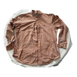 Ralph Lauren Classic Fit Button XL Plaid Orange/Blue/Green Navy Pony Long Sleeve